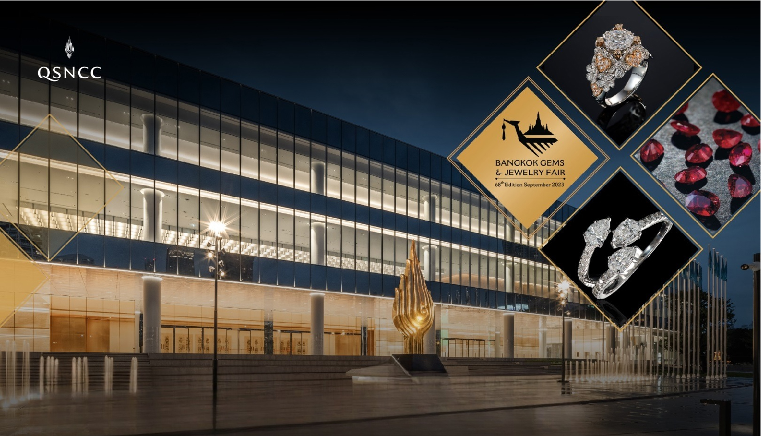 QSNCC作为曼谷宝石和珠宝展的主要场地闪耀夺目，举办泰国最大的宝石和珠宝贸易活动即“Ruby Celebration”庆典